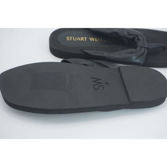Stuart Weitzman Cassie Black Leather Thong Sandals SZ 6.5 New $250 flip flop - Picture 8 of 11